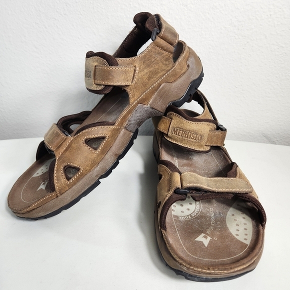 Mephisto Allrounders Mens Brown Alligators Sandals-Size 46/12 (EUC) - Picture 1 of 12